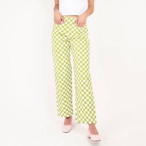 [NWT] Holiday the Label Olive green checkered Kokomo pants XS/ 26